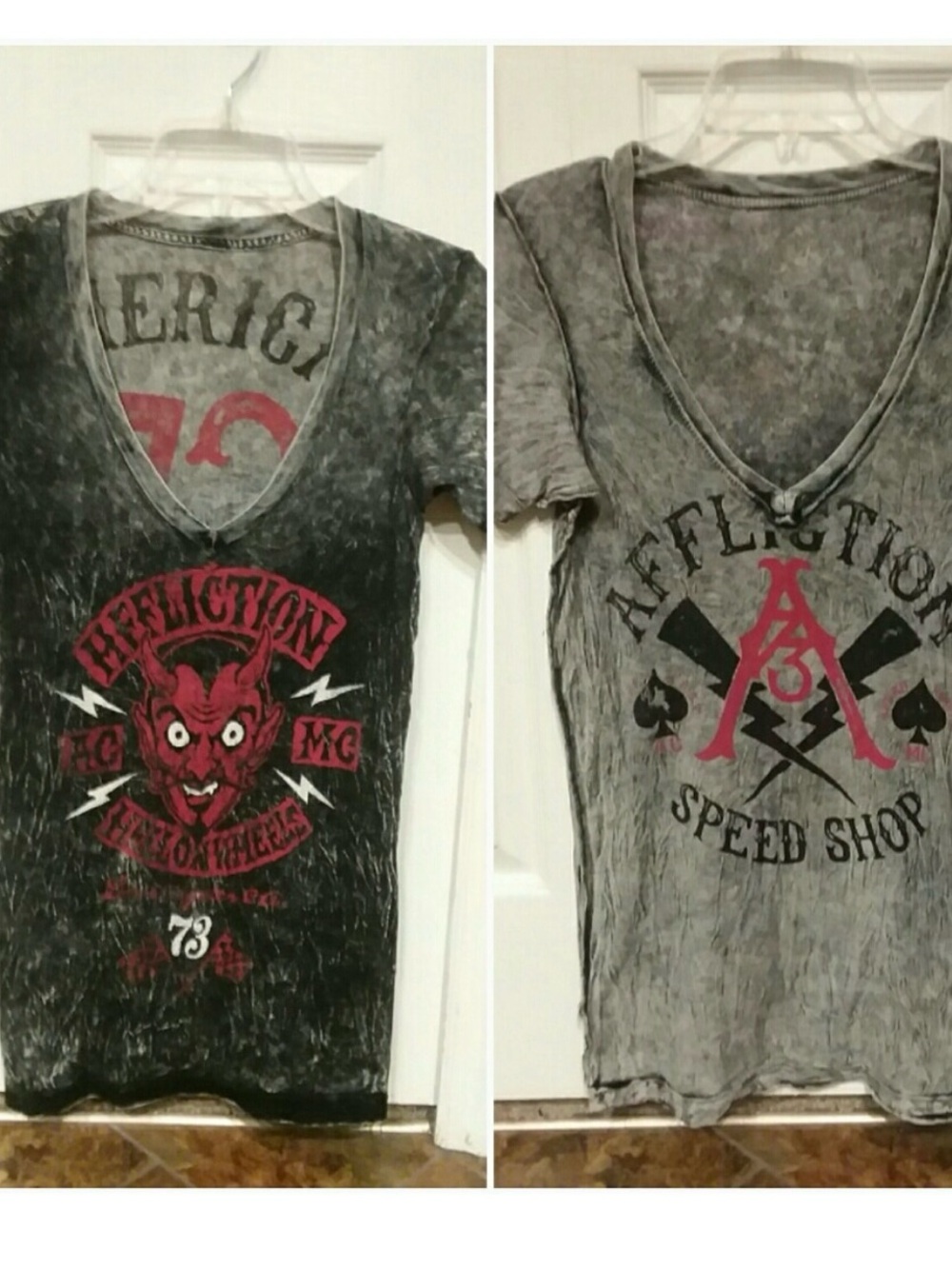 Affliction Reversible Short Sleeve Tee - Black and Red